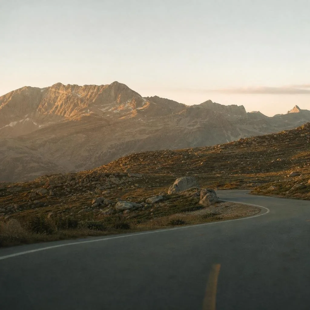 First light over a mountain pass